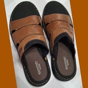 Rockport Men's Tan and Black Slide Sandals